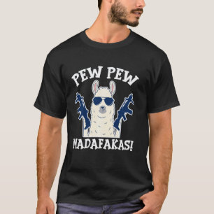 Llama Pew Pew Madafakas Vintage Retro Funny Alpaca T-Shirt
