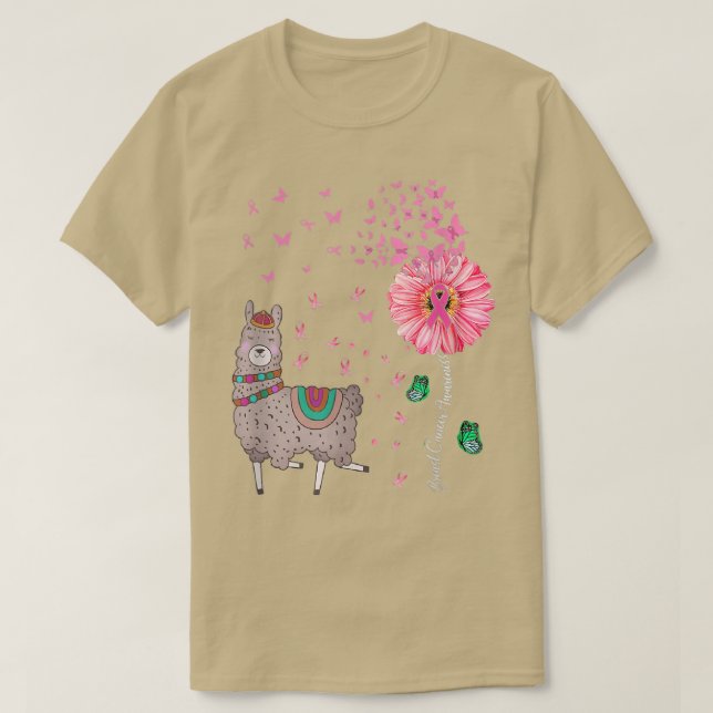 Llama Pink Breast Cancer Awareness  T-Shirt (Design Front)