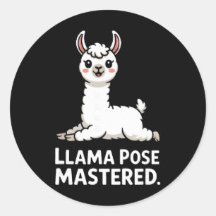 Llama Pose Mastered Cute Yoga Llama Art _1 Classic Round Sticker