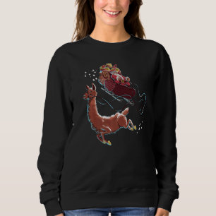 Llama Pulling Santa's Sleigh Christmas Santa Xmas  Sweatshirt