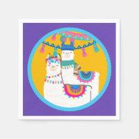 Llama Purple Blue Yellow Colourful Birthday Party