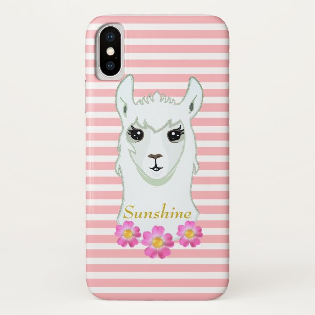 Llama Queen on Pink and White Case-Mate iPhone Case (Back)