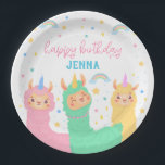 Llama Rainbow and Stars Birthday Party Paper Plate<br><div class="desc">Happy Birthday paper plates with a colourful llama,  rainbows,  and stars theme.</div>
