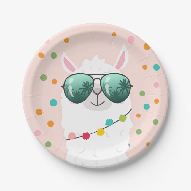 Llama Rama Paper Plate Mexican Fiesta Party Alpaca (Front)