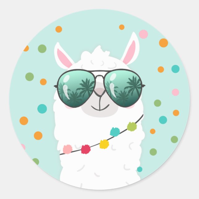 Llama Rama Sticker Cupcake Topper Fiesta Alpaca (Front)