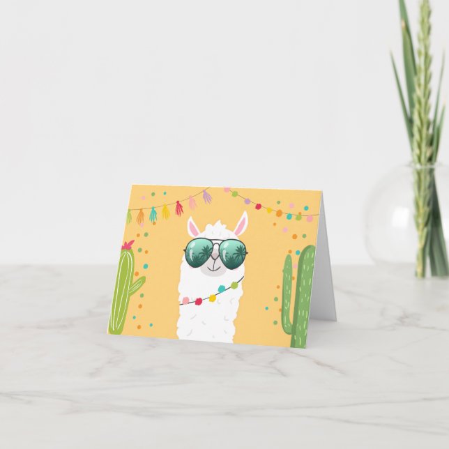 Llama Rama Thank You Card Fiesta Party Alpaca (Front)