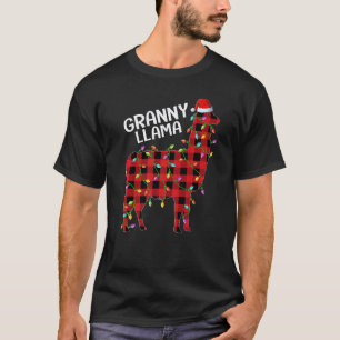 Llama Red Buffalo Plaid Granny Llama Christmas Paj T-Shirt
