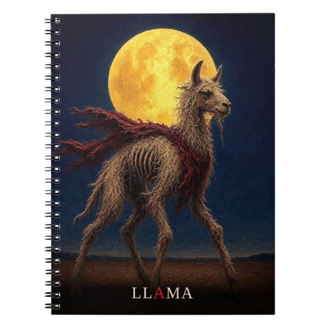 Llama Red Scarf gothic Surreal Notebook (Front)