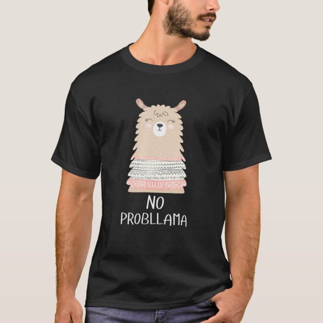 Llama Relaxed Chill Women And Girls No Problem T-Shirt (Front)