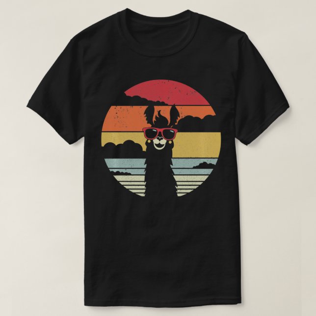 Llama Retro Style Alpaca  T-Shirt (Design Front)
