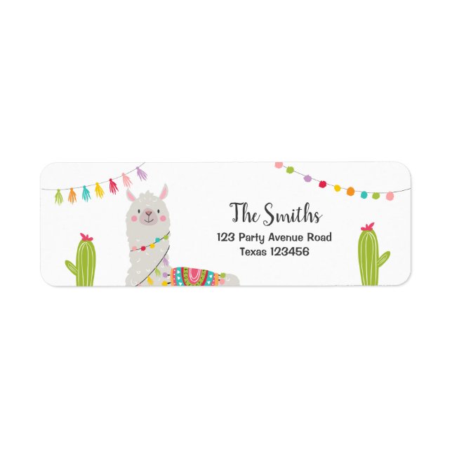 Llama Return Address Labels Fiesta Alpaca Mexican (Front)