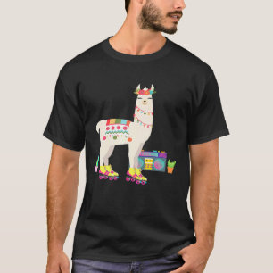 llama Roller Skate Derby Retro 70s 80s Cactus boo T-Shirt