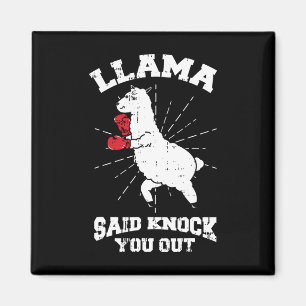Llama Said Knock You Out Boxing Funny Halloween Gi Magnet