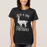 Llama Santa Girl Who Loves Christmas Alpaca T-Shirt<br><div class="desc">Llama Santa Girl Who Loves Christmas Alpaca</div>