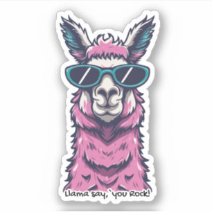 Llama say you Rock   Quirky pose in sunglasses