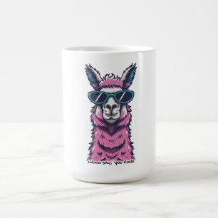 Llama say you Rock Quirky pose in sunglasses Coffee Mug