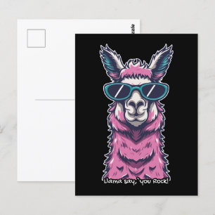 Llama say you Rock Quirky pose in sunglasses Postcard