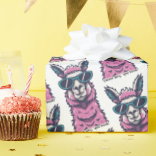 Llama say you Rock   Quirky pose in sunglasses Wrapping Paper