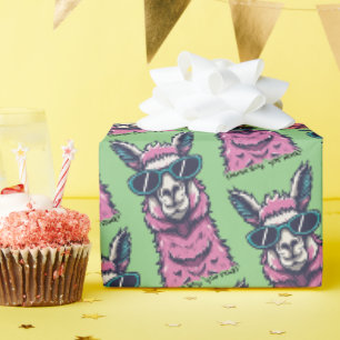 Llama say you Rock Quirky pose in sunglasses Wrapping Paper