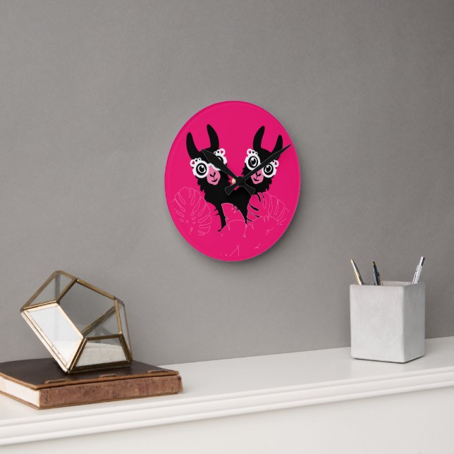 Llama Sisters Round Clock (Office)