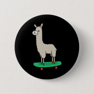 Llama Skateboard Funny Skateboarding Alpaca Llama  6 Cm Round Badge