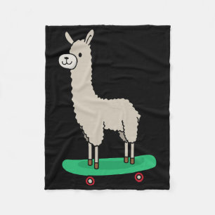 Llama Skateboard Funny Skateboarding Alpaca Llama  Fleece Blanket