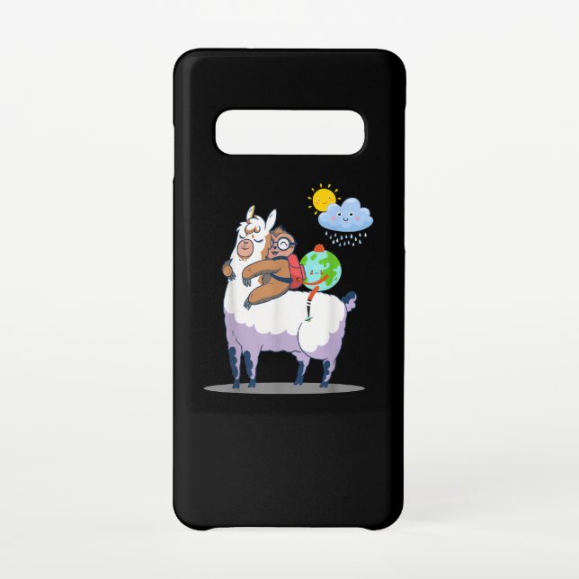 LLama Sloth Earth Funny Earth Day Climate Change Samsung Galaxy Case (Back)