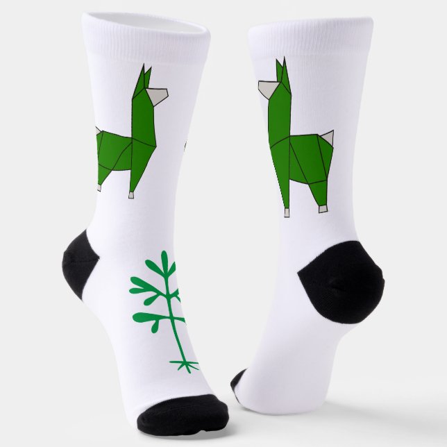 Llama Socks in Green, Take 2 (Angled)