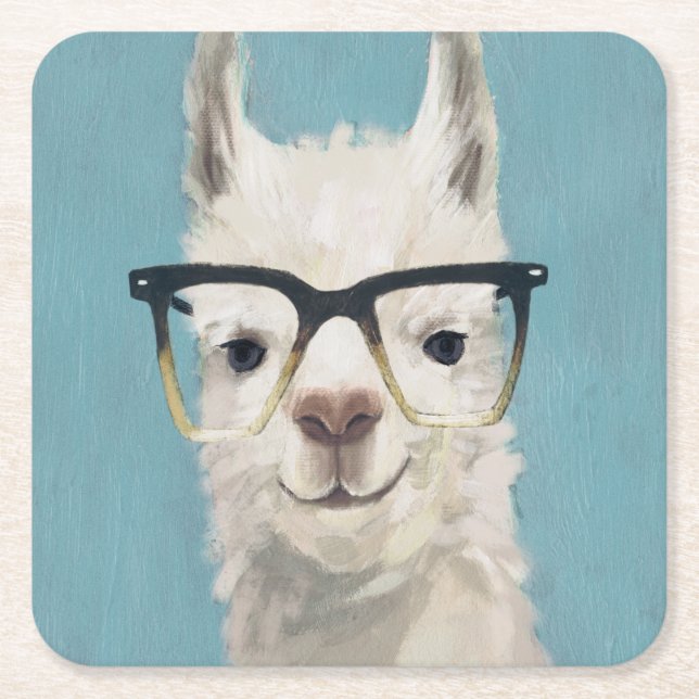 Llama Specs - Square Paper Coaster (Front)