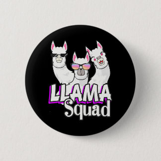 Llama Squad 80s Llama Animal Lover Cute 6 Cm Round Badge