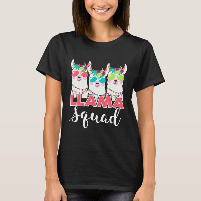 Llama Squad Artwork Retro 80s Style  Alpaca T-Shirt (Front)