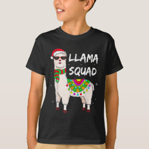 Llama Squad Fun Llama Matching Gles Merry Christma T-Shirt
