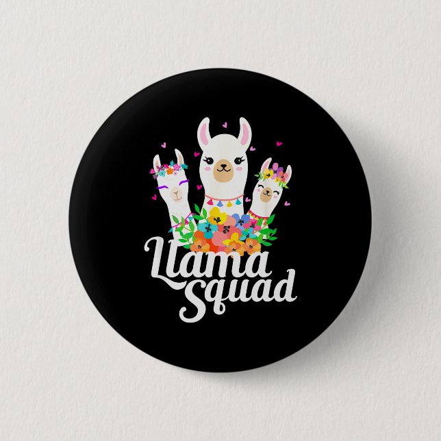 Llama Squad Funny Cute Llama Matching  6 Cm Round Badge (Front)