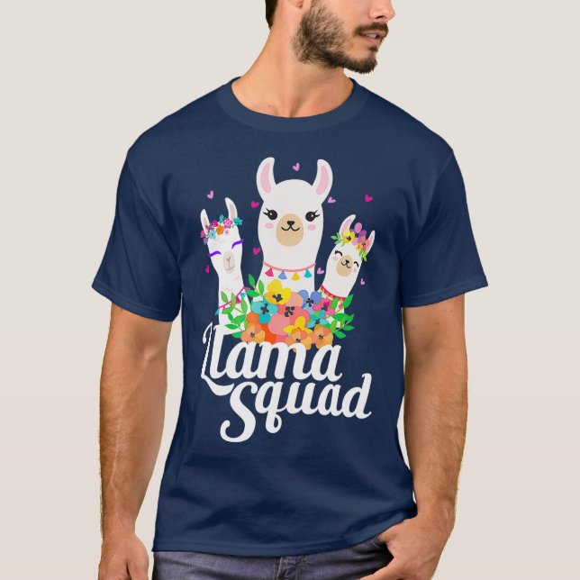 Llama Squad Funny Cute Llama Matching T-Shirt (Front)