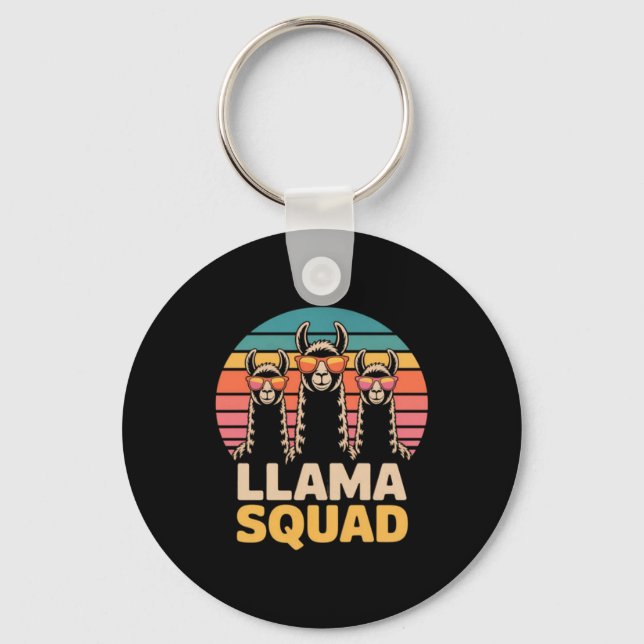 Llama Squad Sungles Cool Llamas Gift Key Ring (Front)