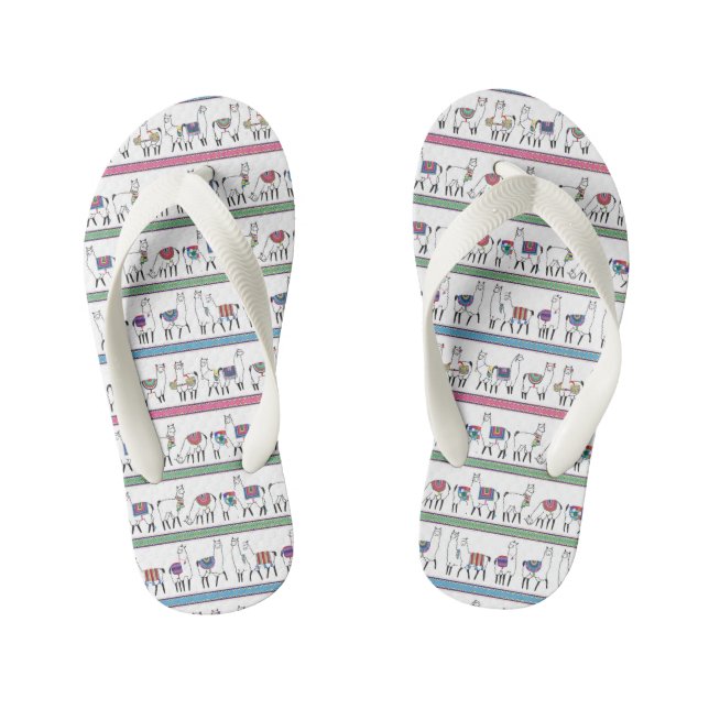 Llama Stripe Pattern Kid's Jandals (Footbed)