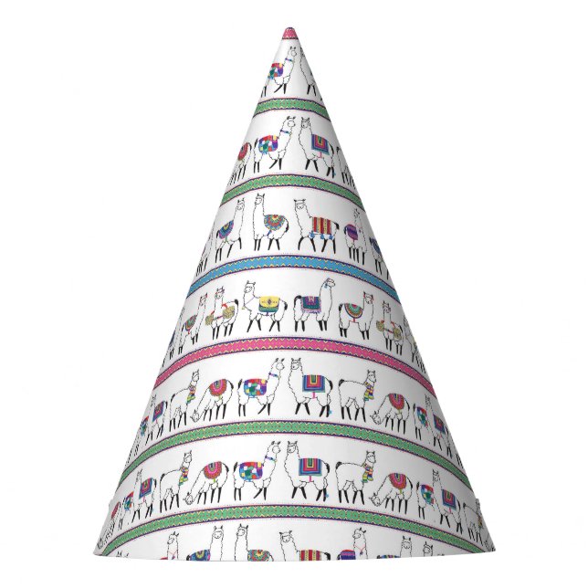 Llama Stripe Pattern Party Hat (Front)