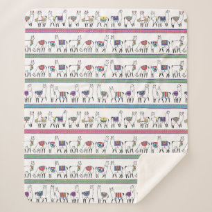 Llama Stripe Pattern Sherpa Blanket