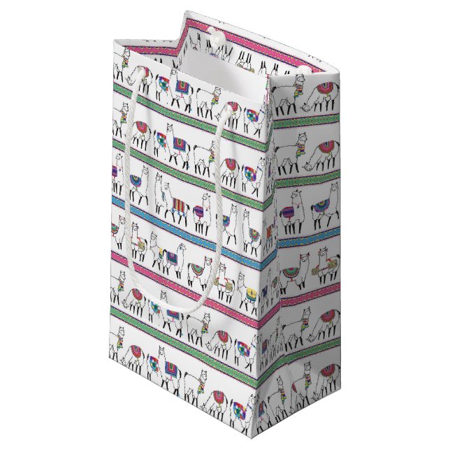 Llama Stripe Pattern Small Gift Bag (Front Angled)