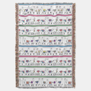 Llama Stripe Pattern Throw Blanket