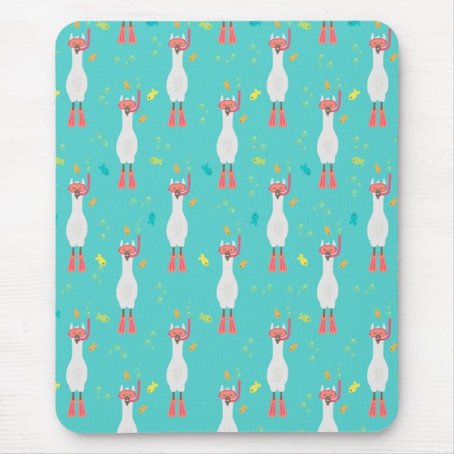 Llama Summer Swim Mouse Pad (Front)