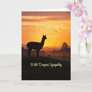 Llama Sympathy Loss Country Sunset with Birds  Card