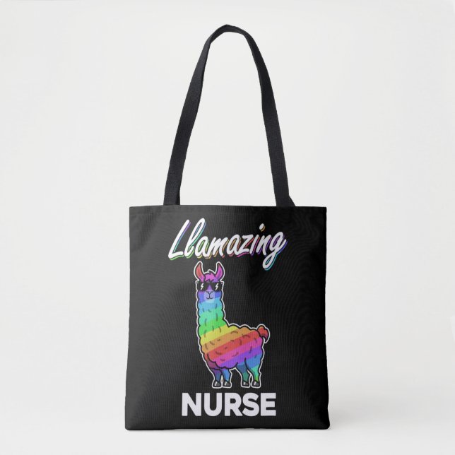 Llama T Shirt Llamazing Nurse Medical Rainbow Cool Tote Bag (Front)