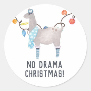 Llama themed Christmas Classic Round Sticker