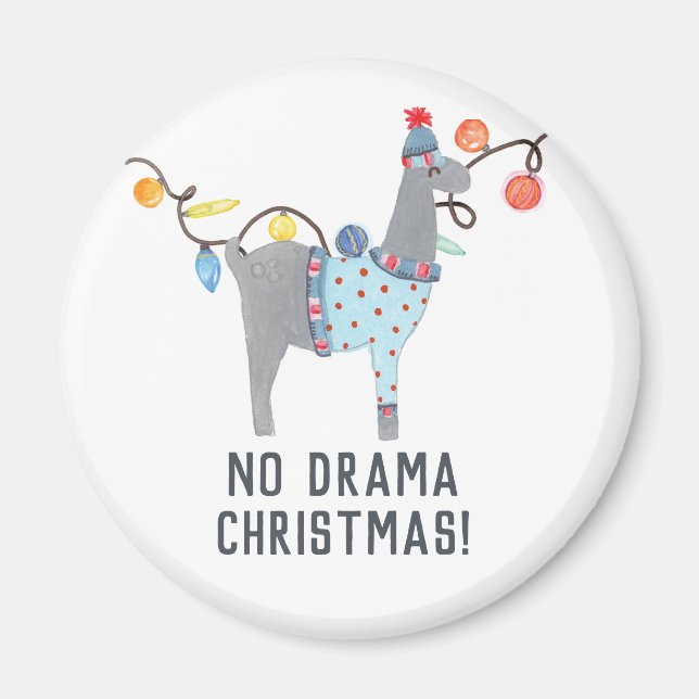 Llama themed Christmas Magnet (Front)