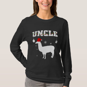 Llama Uncle Santa Hat Christmas Family Matching T-Shirt