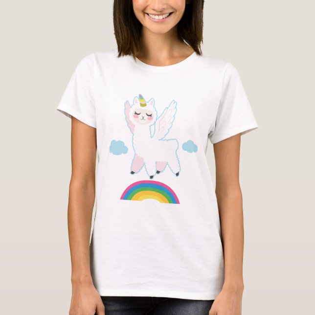Llama Unicorn Flying T-Shirt (Front)