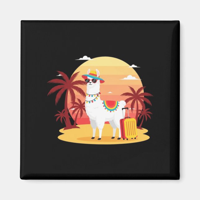Llama Vacation Sunset Magnet (Front)