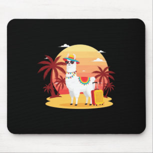Llama Vacation Sunset Mouse Pad