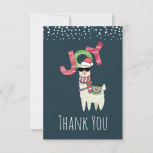 Llama wearing a Santa Hat and Sunglasses Thank You Card